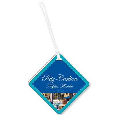 Extra Thick Plastic Custom Tag .060 white styrene 12.1 to 16 sq/in, Full Color with 9" Loop